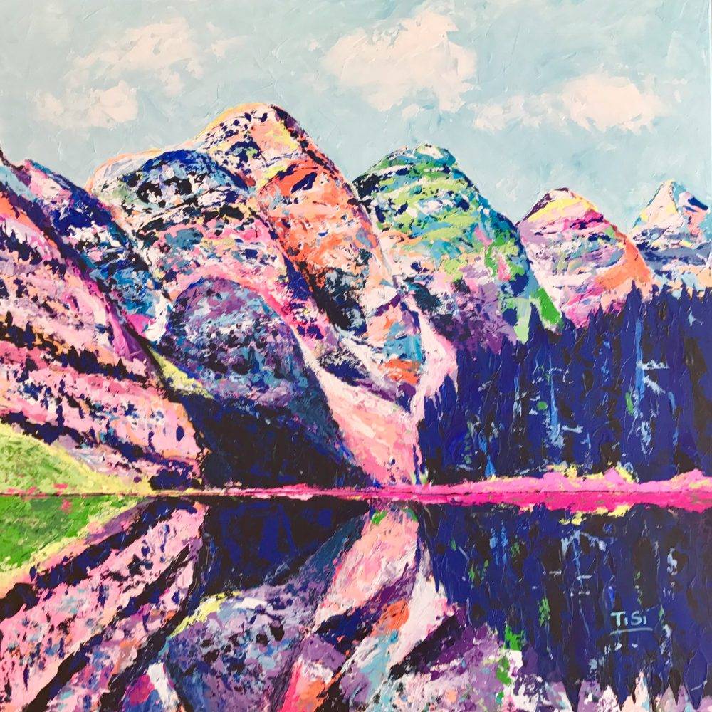 Modernes Landschaftsgemälde "Moraine Lake" © Silke Timpe 2018