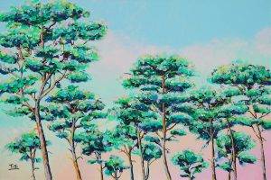 Landschaftsgemälde "Pine Trees" © Silke Timpe 2020