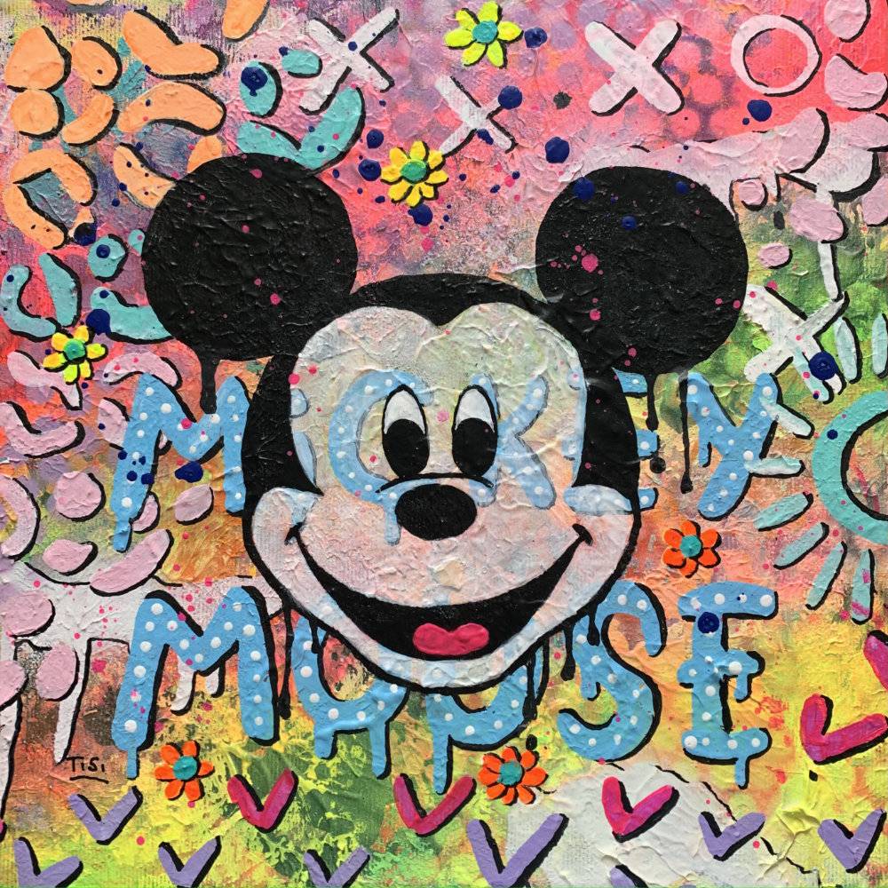 Pop Art Mickey Mouse "As Time Goes By" © Silke Timpe 2021, Mixed Media auf Leinwand