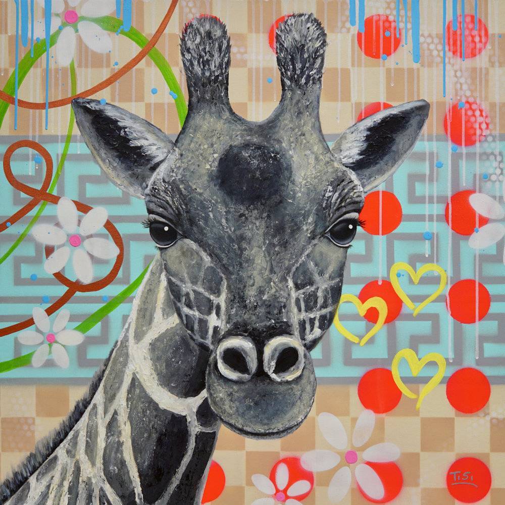 Pop Art Tierportrait Giraffe "Gina" © Silke Timpe 2022