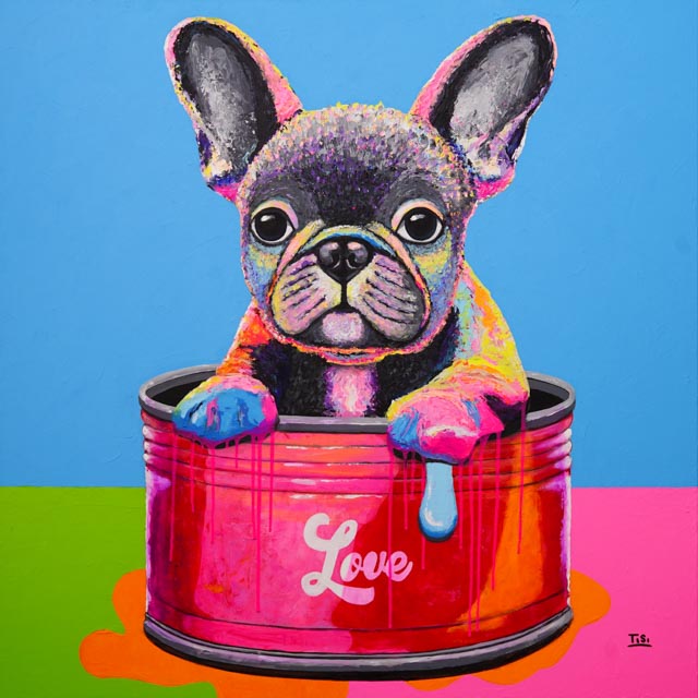 Pop Art Frenchie Französische Bulldogge "Rokko: Moments" © Silke Timpe 2023