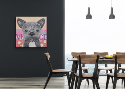 Pop Art Gemälde Tierportrait Frenchie Französische Bulldogge "Bailey: Inner Glow", © Silke Timpe