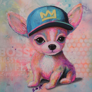 Modernes Tiergemälde Tierportrait Chihuahua "Chester: Be Cool!", © Silke Timpe 2025