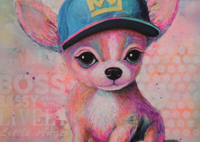 Modernes Tiergemälde Tierportrait Chihuahua "Chester: Be Cool!", © Silke Timpe 2025