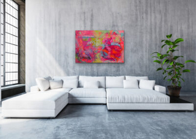 Mixed-Media-Gemälde „CODE OF ROOTS“ – abstraktes Werk mit leuchtenden Farben, Symbol für Herkunft, Energie und innere Stärke.