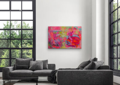 Mixed-Media-Gemälde „CODE OF ROOTS“ – abstraktes Werk mit leuchtenden Farben, Symbol für Herkunft, Energie und innere Stärke.