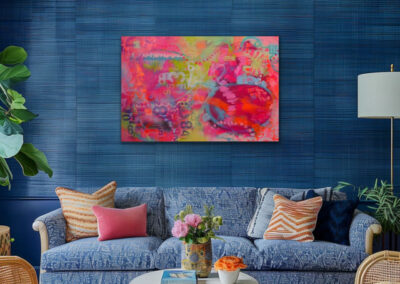 Mixed-Media-Gemälde „CODE OF ROOTS“ – abstraktes Werk mit leuchtenden Farben, Symbol für Herkunft, Energie und innere Stärke.