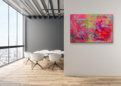 Mixed-Media-Gemälde „CODE OF ROOTS“ – abstraktes Werk mit leuchtenden Farben, Symbol für Herkunft, Energie und innere Stärke.