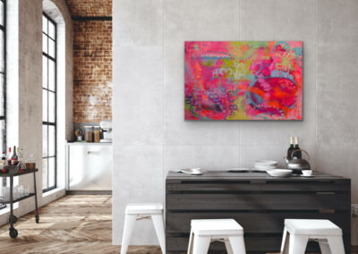 Mixed-Media-Gemälde „CODE OF ROOTS“ – abstraktes Werk mit leuchtenden Farben, Symbol für Herkunft, Energie und innere Stärke.