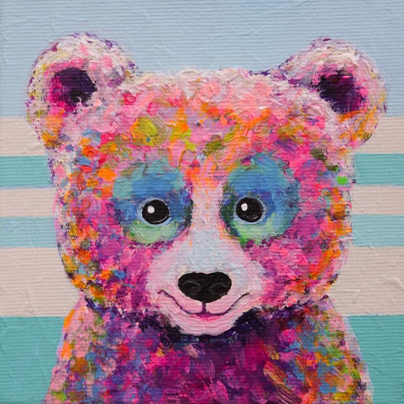 Bär Kodi Farbenfrohes Bär Tierportrait moderne Pop Art Kunst Silke Timpe