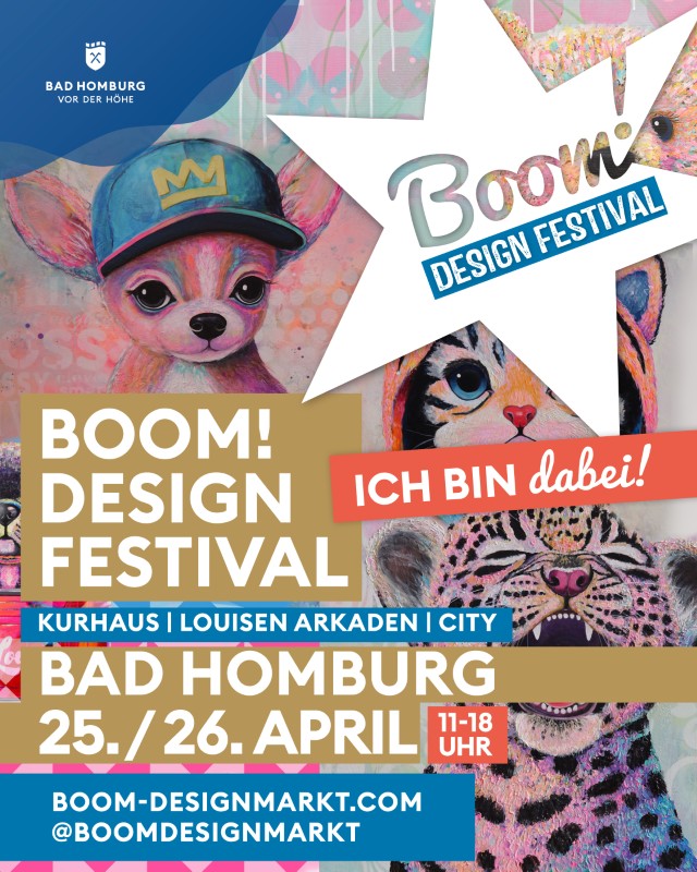 Boom Design Festival Bad Homburg 2026 – Silke Timpe Kunst im Kurhaus in Bad Homburg Stand von Silke Timpe mit modernen Tierportraits beim Boom Design Festival im Kurhaus Bad Homburg 2026