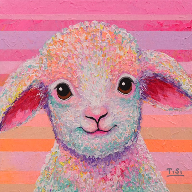 farbenfrohes Lamm Tierportrait moderne Pop Art Kunst Silke Timpe